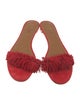 Aquazzura Suede Fringe Trim Accent Slides