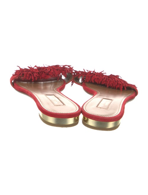 Aquazzura Suede Fringe Trim Accent Slides