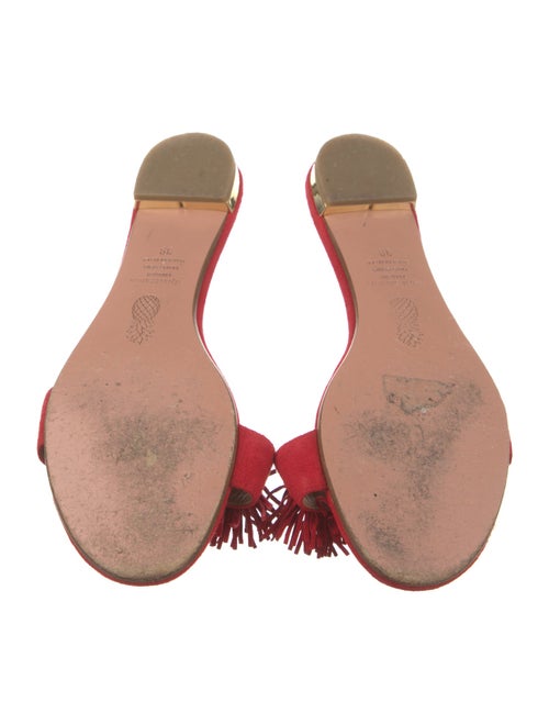 Aquazzura Suede Fringe Trim Accent Slides