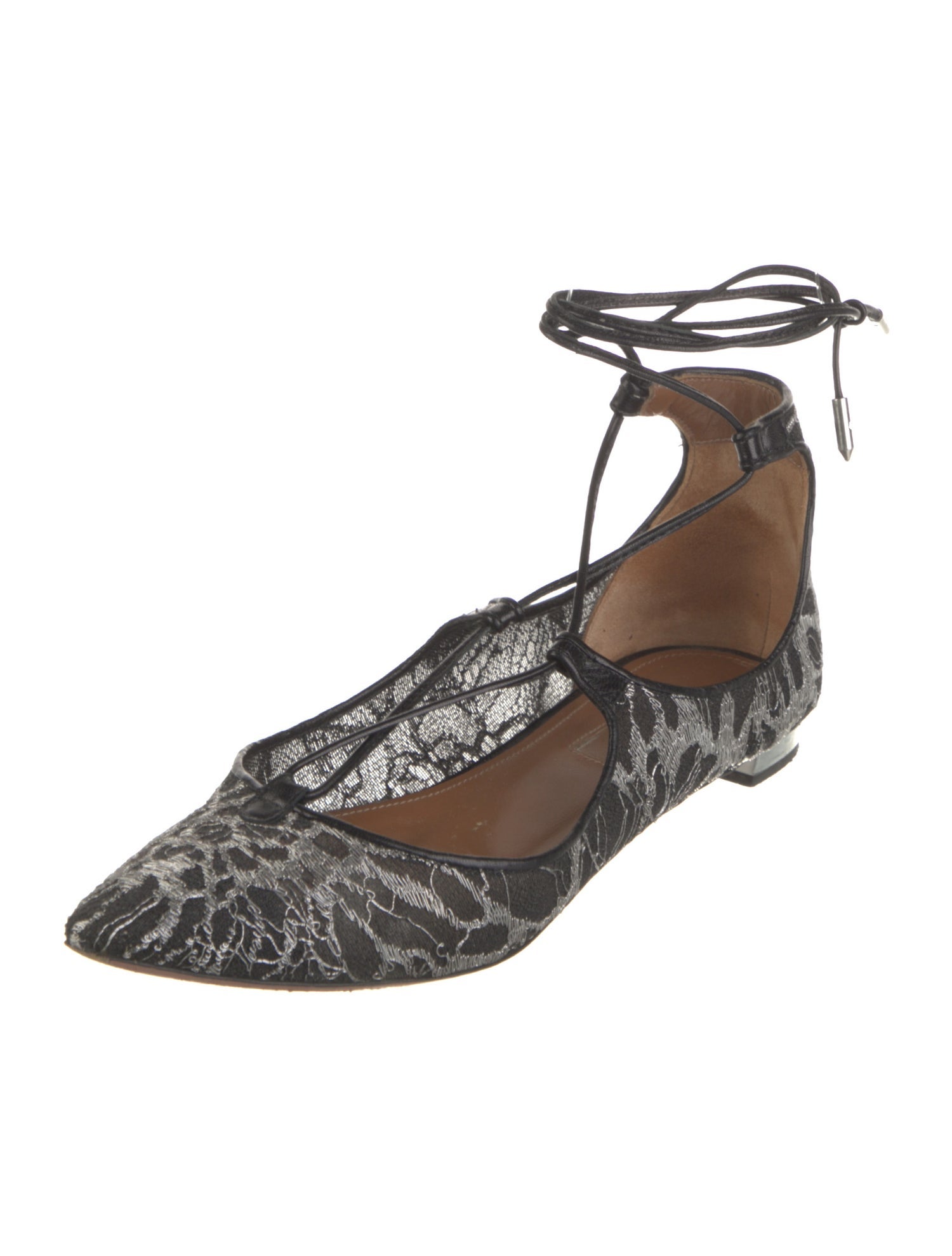 Aquazzura Lace Animal Print Ballet Flats