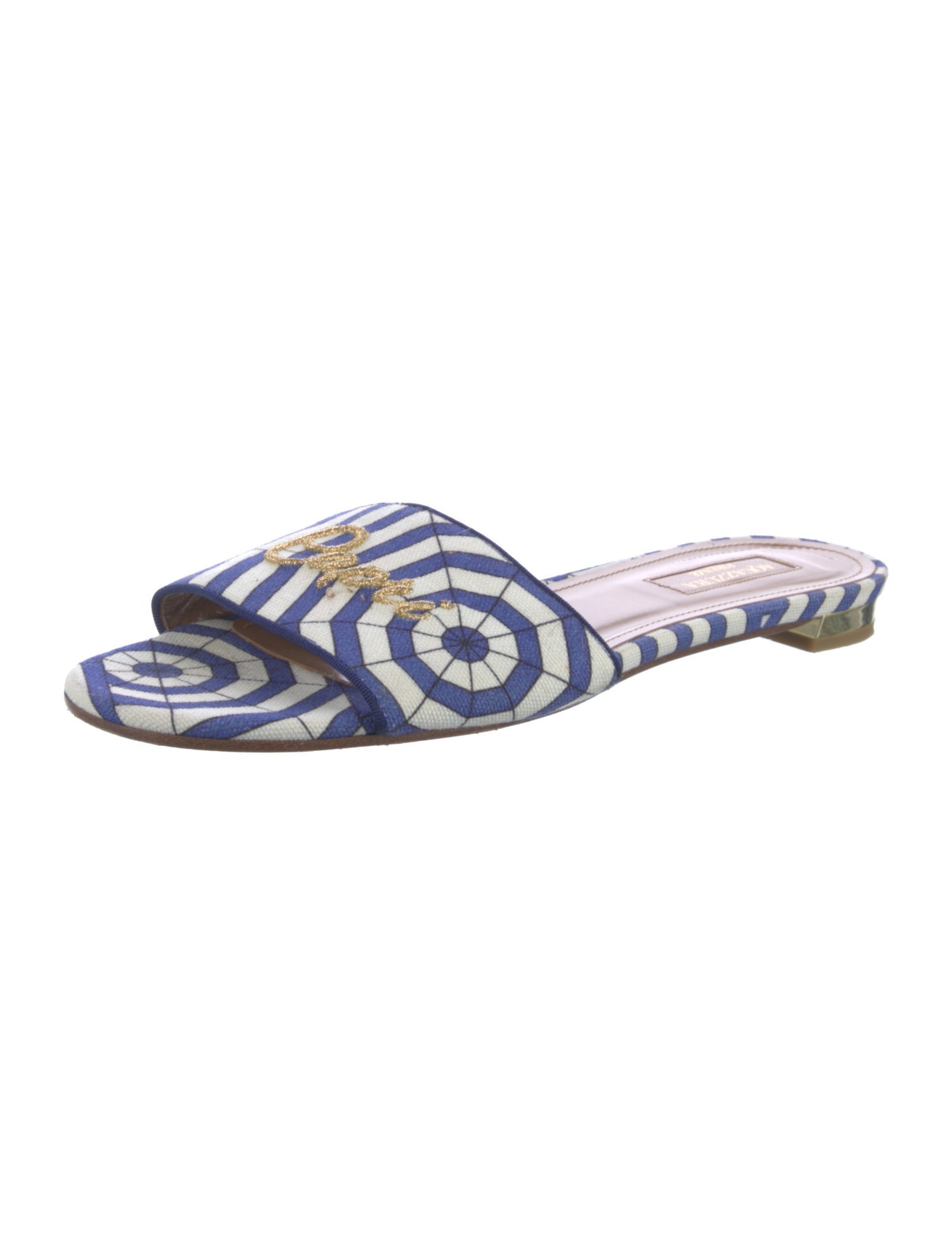 Aquazzura Canvas Printed Slides