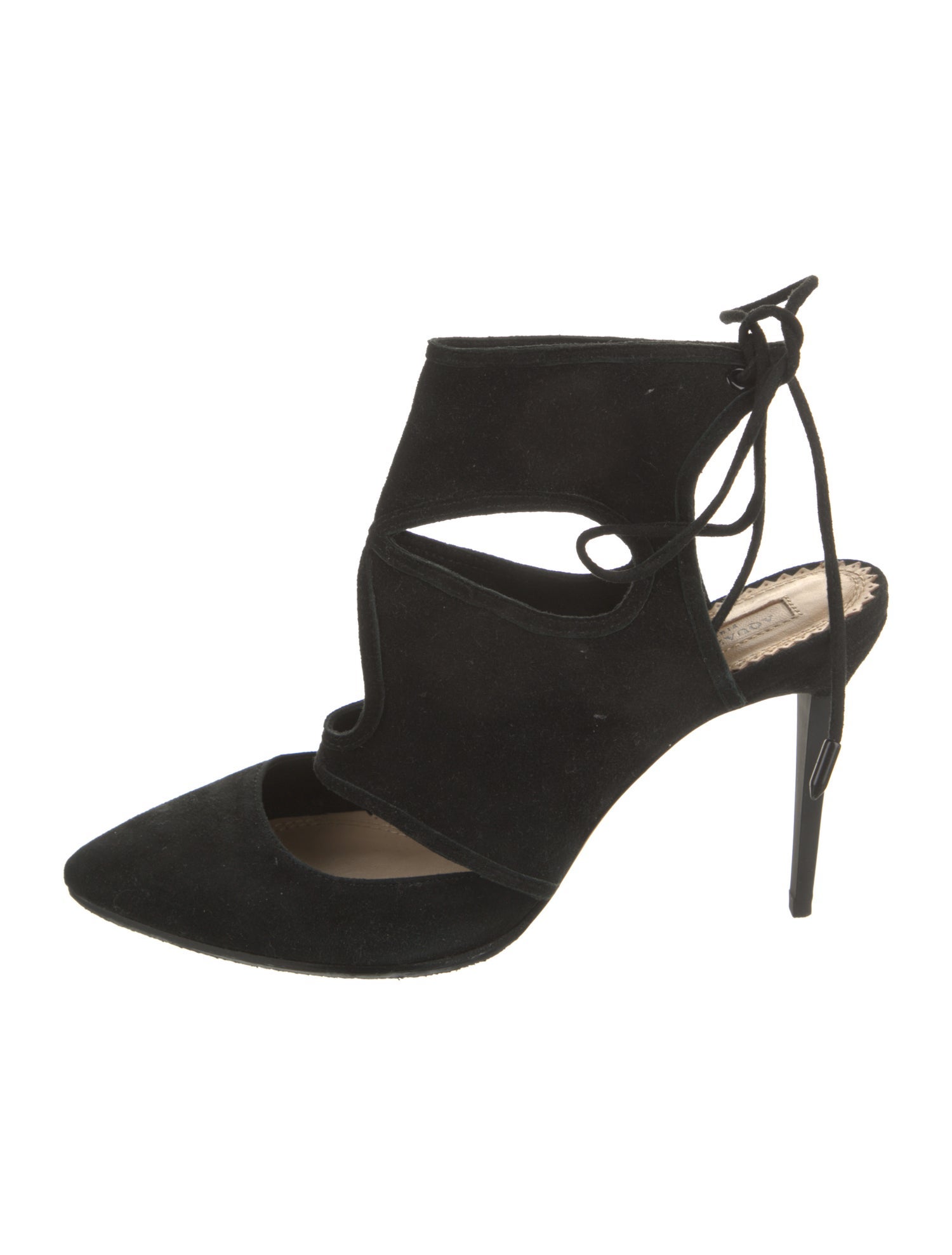 Aquazzura Suede Cutout Accent T-Strap Pumps