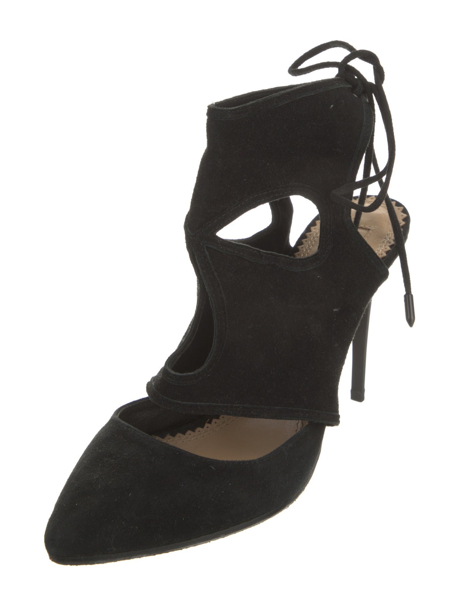Aquazzura Suede Cutout Accent T-Strap Pumps
