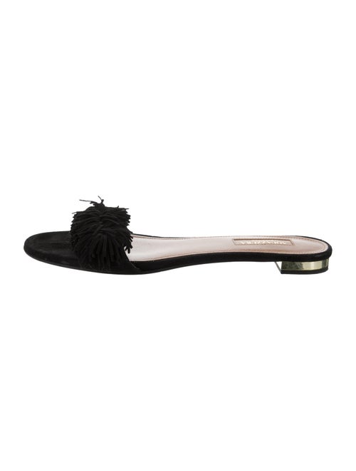 Aquazzura Suede Fringe Trim Accent Slides