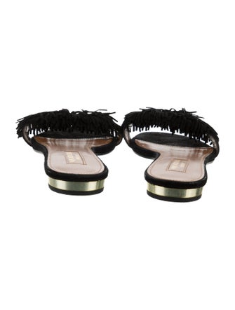 Aquazzura Suede Fringe Trim Accent Slides