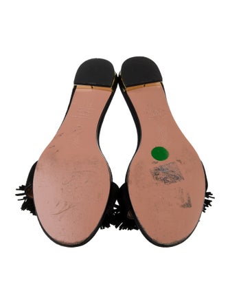 Aquazzura Suede Fringe Trim Accent Slides
