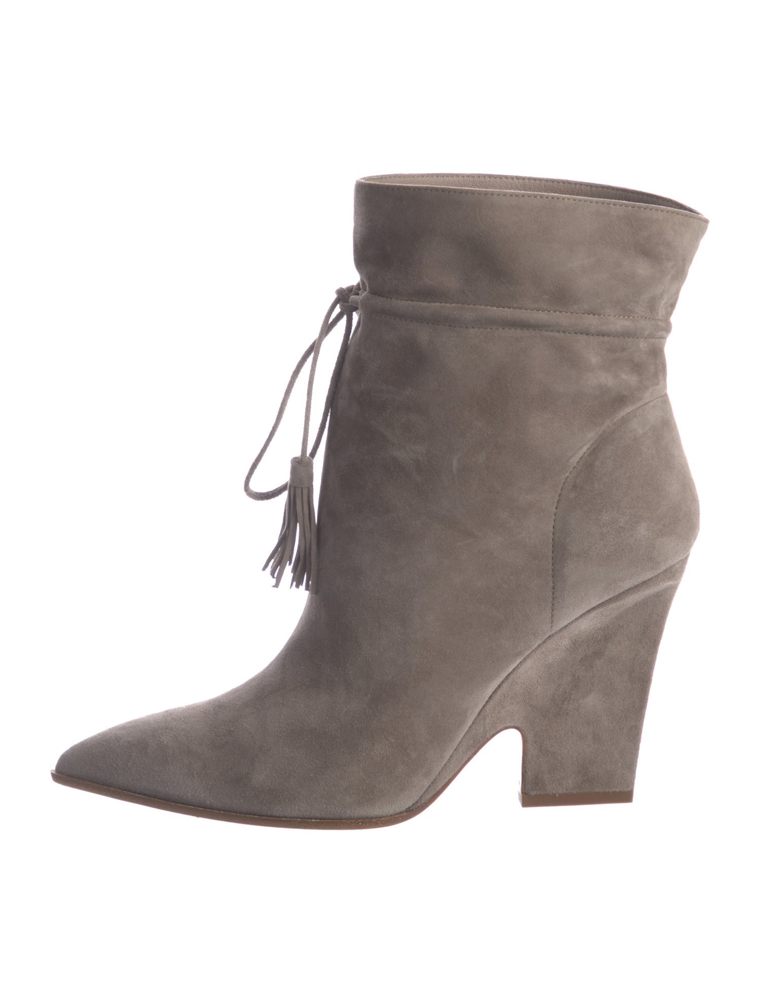 Aquazzura Suede Tassel Accents Lace-Up Boots