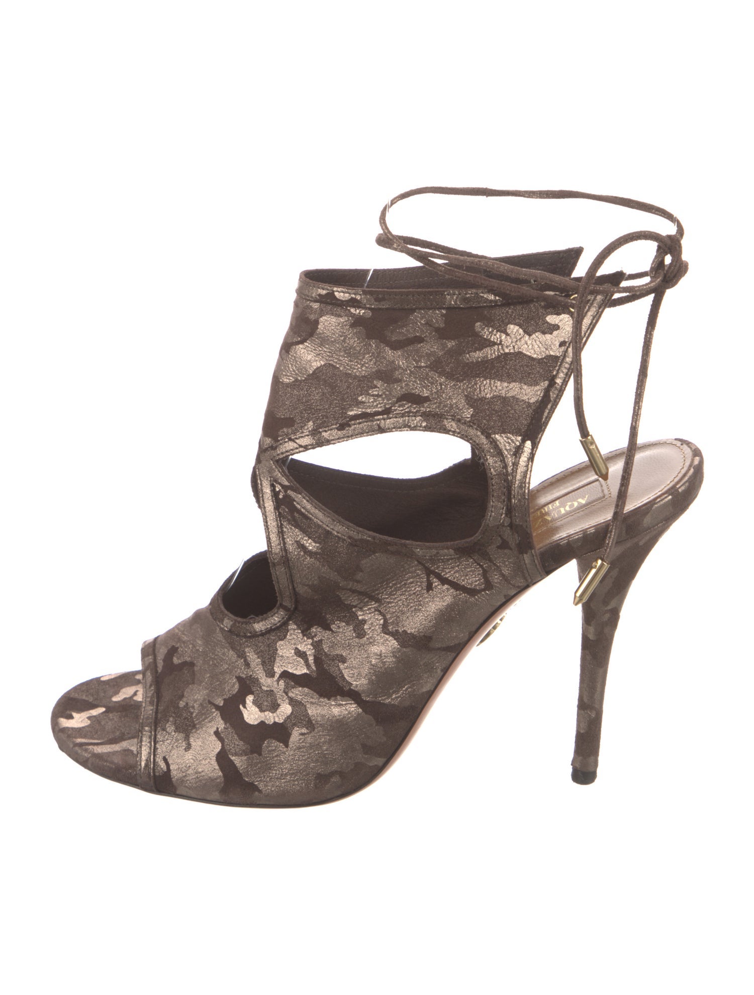 Aquazzura Suede Printed Gladiator Sandals