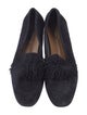 Aquazzura Suede Fringe Trim Accent Loafers