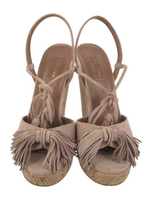 Aquazzura Suede Fringe Trim Accent Sandals