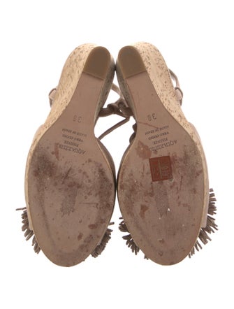 Aquazzura Suede Fringe Trim Accent Sandals
