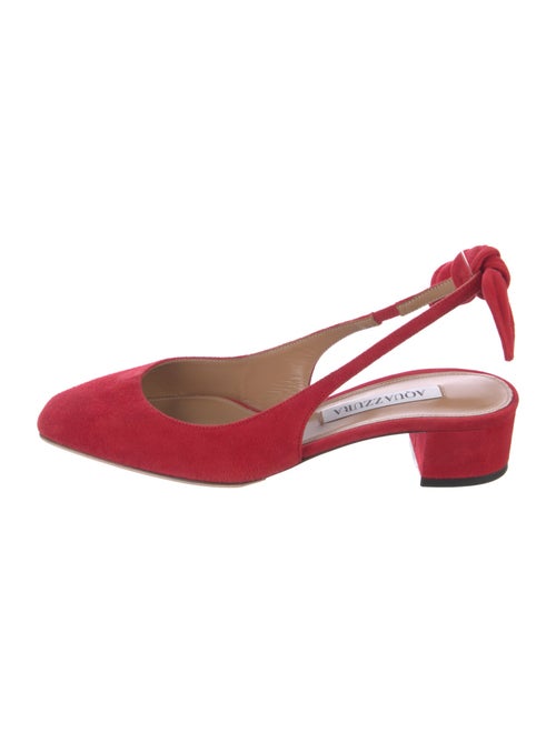 Aquazzura Suede Bow Accents Slingback Flats