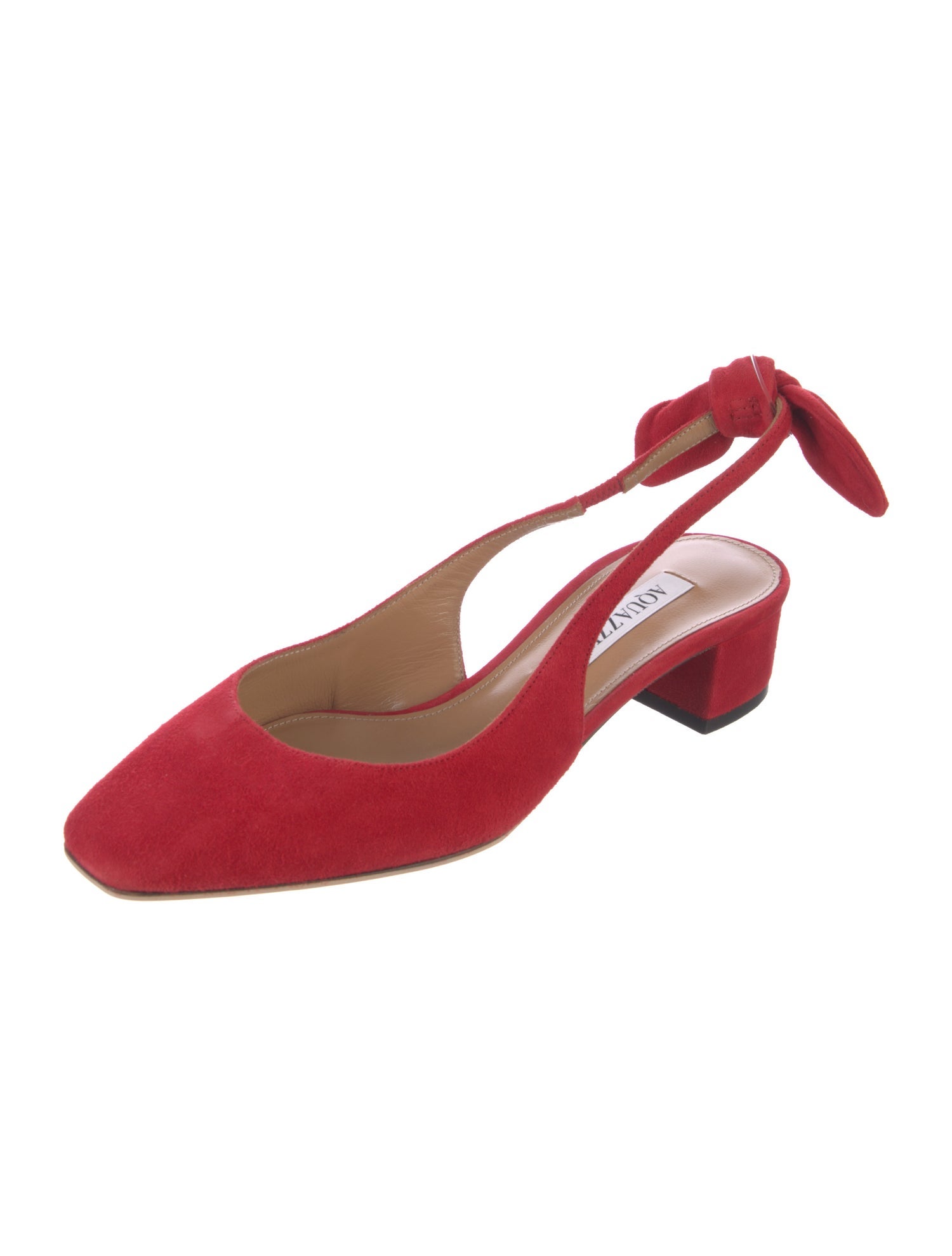 Aquazzura Suede Bow Accents Slingback Flats