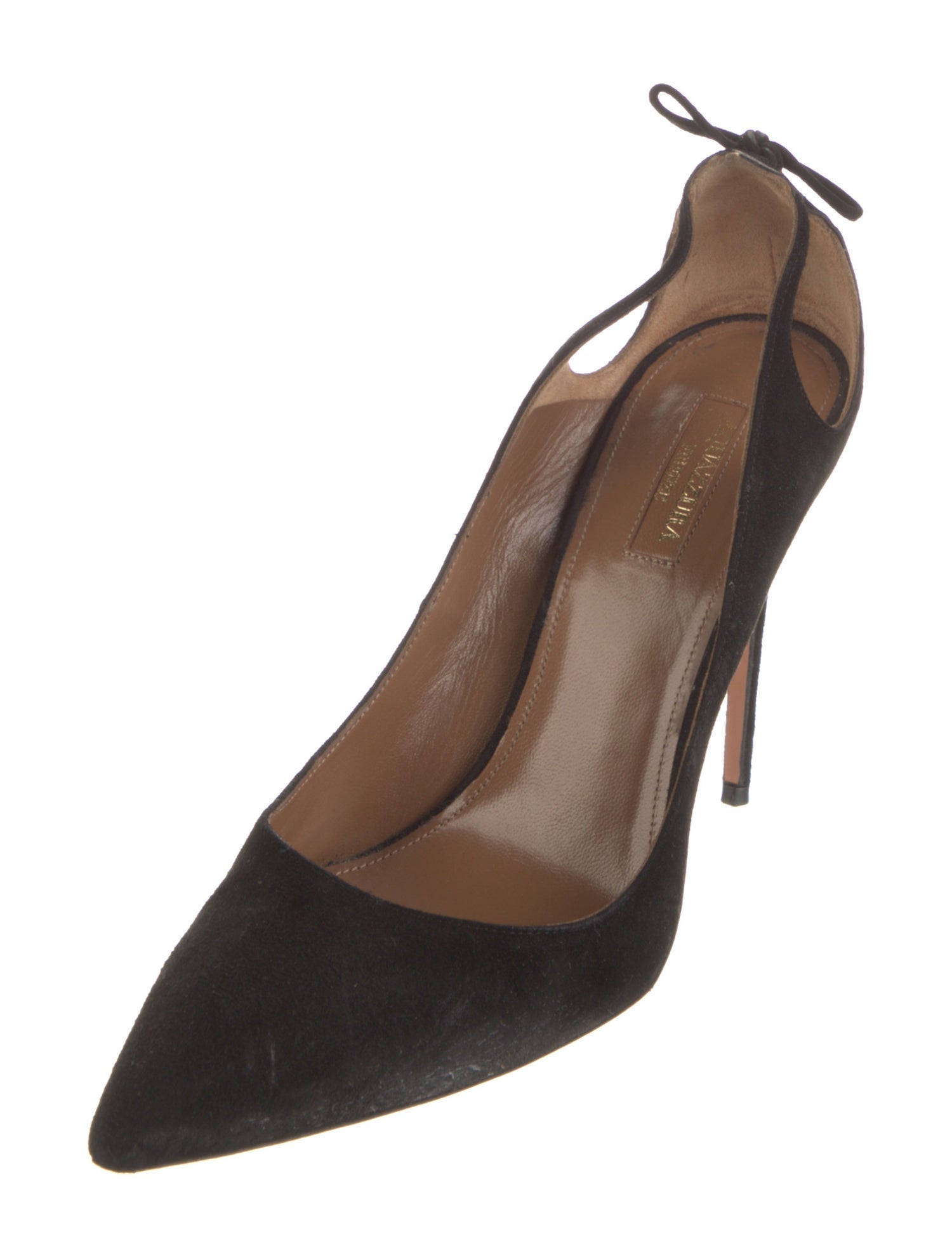 Aquazzura Suede Tassel Accents Slingback Pumps