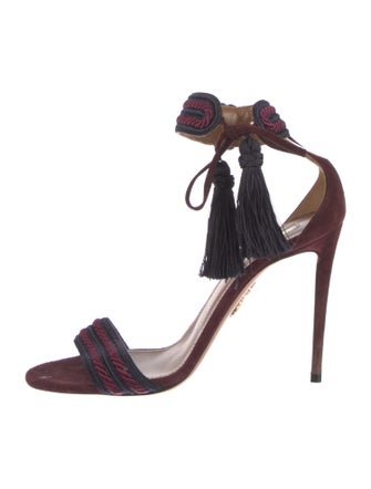 Aquazzura Suede Tassel Accents Sandals