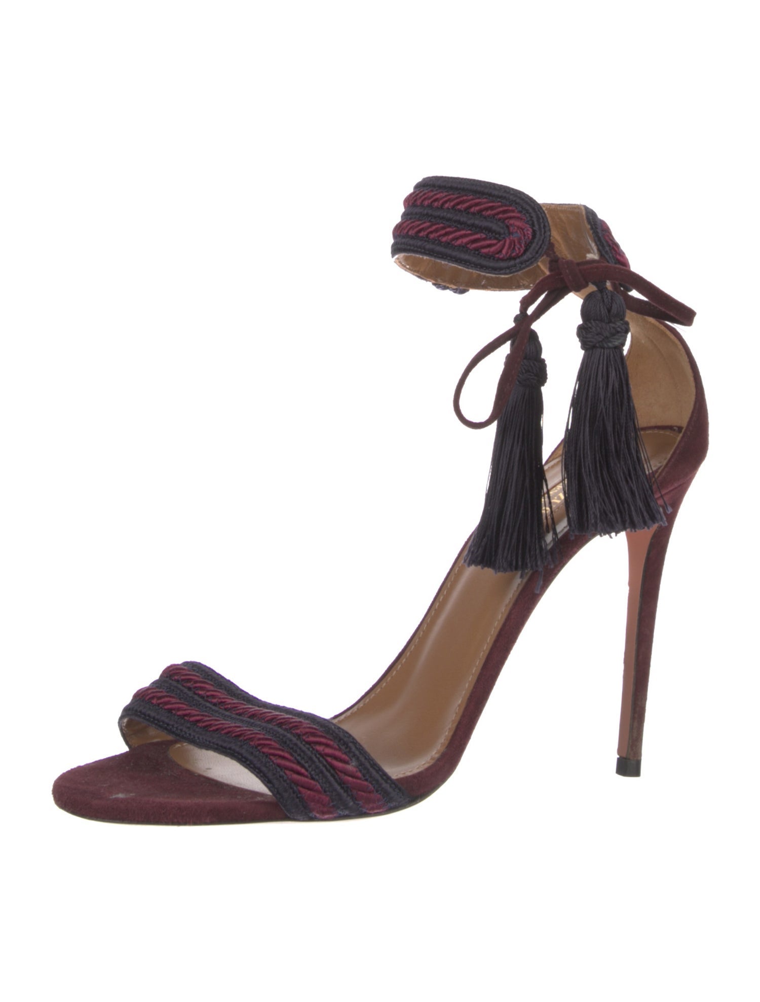 Aquazzura Suede Tassel Accents Sandals