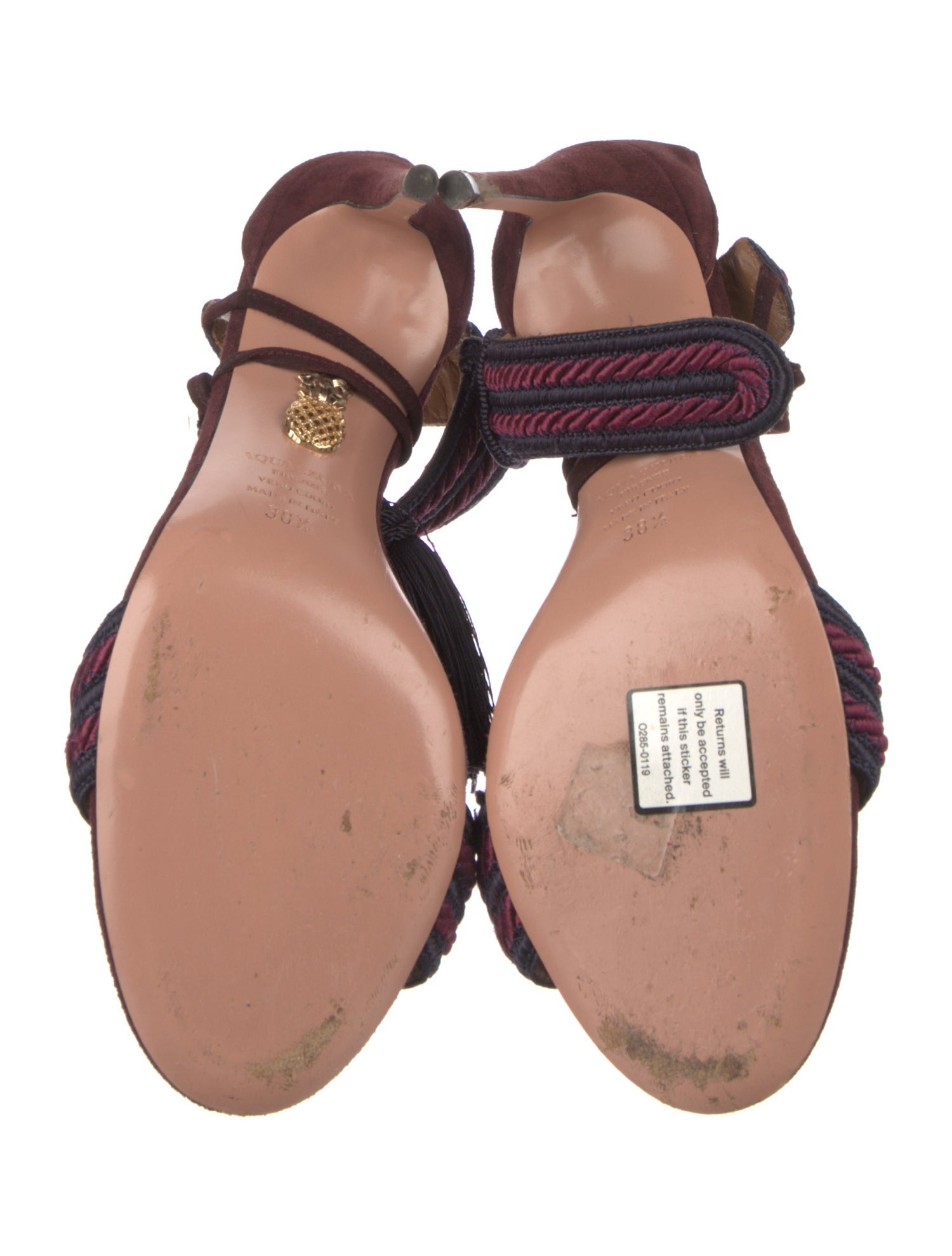 Aquazzura Suede Tassel Accents Sandals