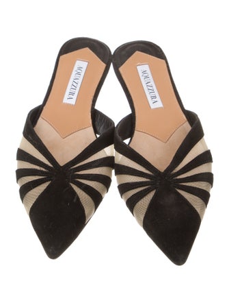Aquazzura Suede Printed Mules