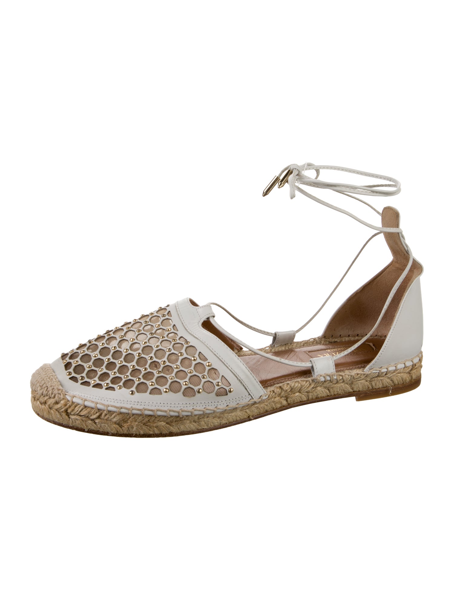 Aquazzura Leather Mesh Accents Espadrilles