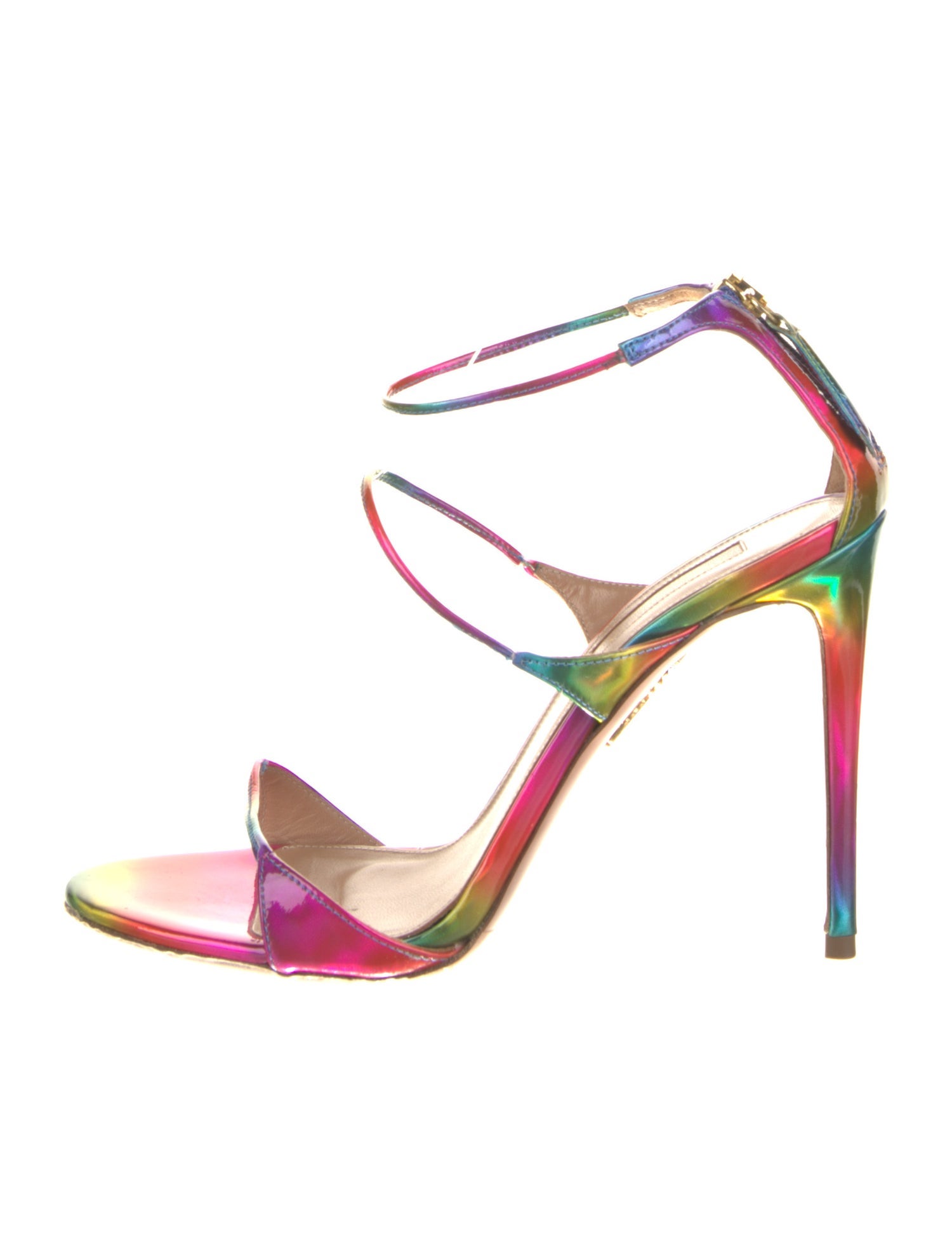 Aquazzura Patent Leather Colorblock Pattern Sandals