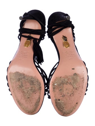 Aquazzura Suede Tassel Accents Sandals