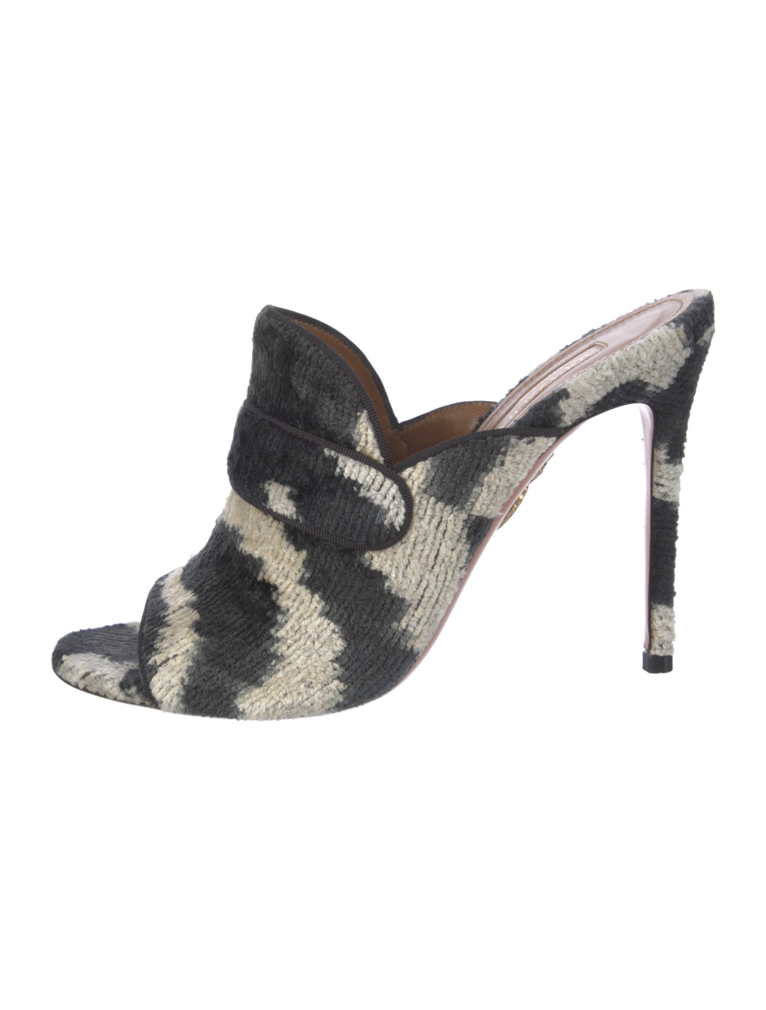 Aquazzura Velvet Printed Slides