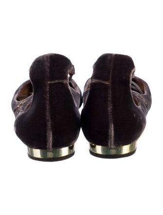 Aquazzura Velvet Crystal Embellishments Ballet Flats