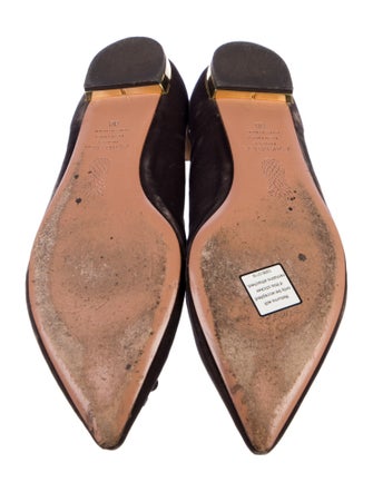 Aquazzura Velvet Crystal Embellishments Ballet Flats