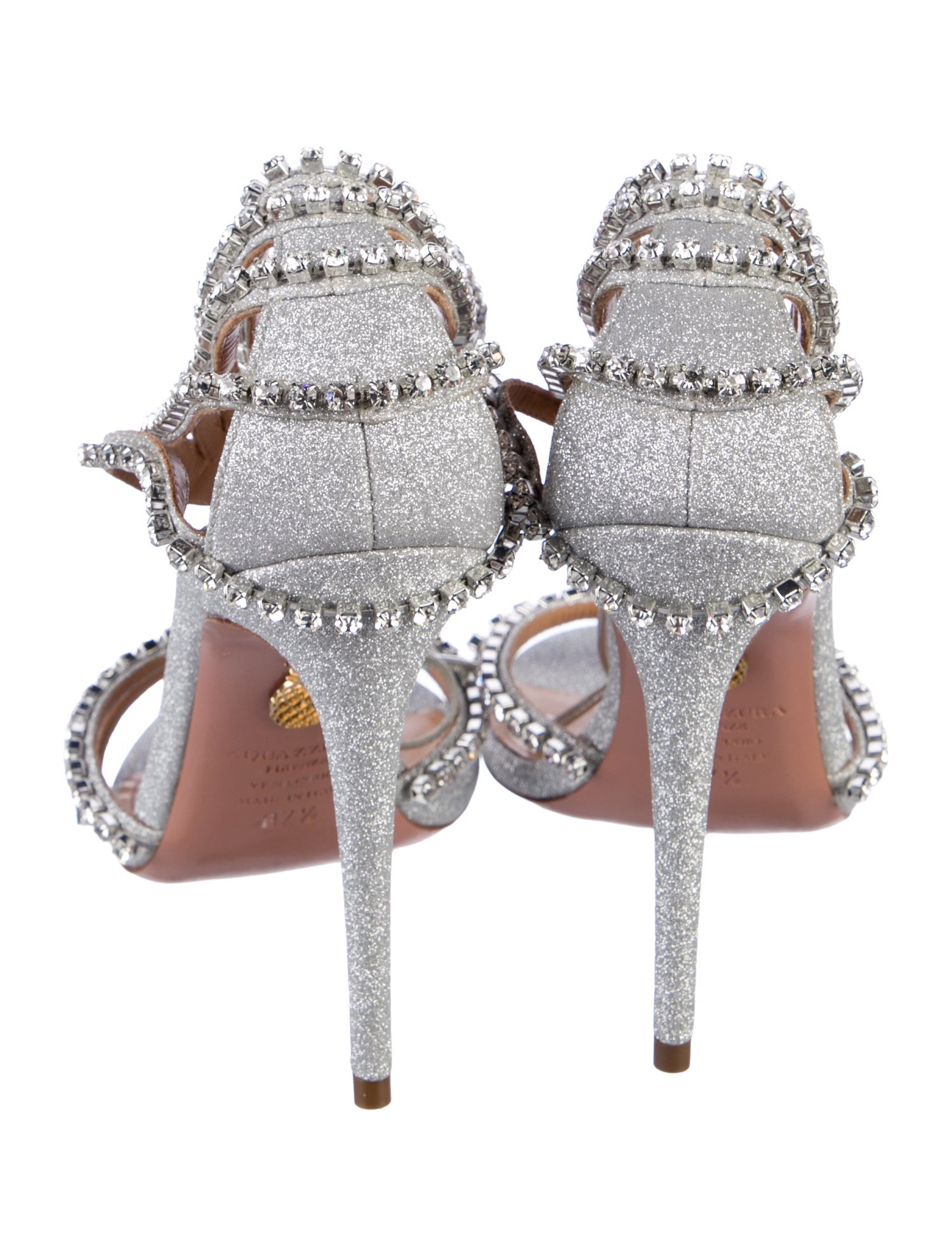 Aquazzura Leather Crystal Embellishments Sandals