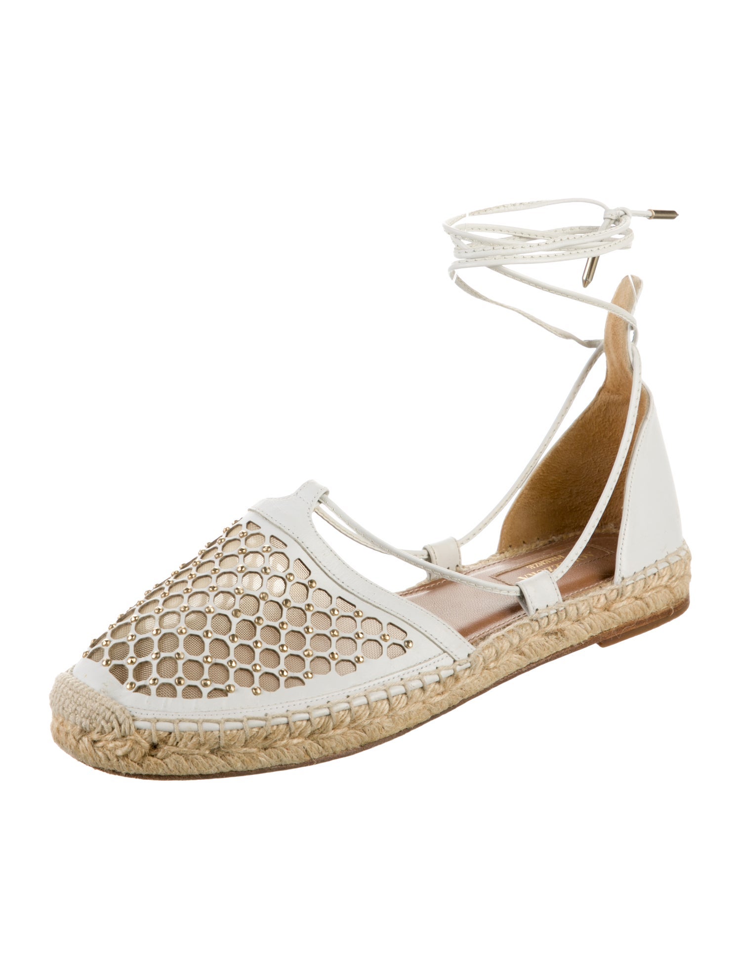 Aquazzura Leather Colorblock Pattern Espadrilles