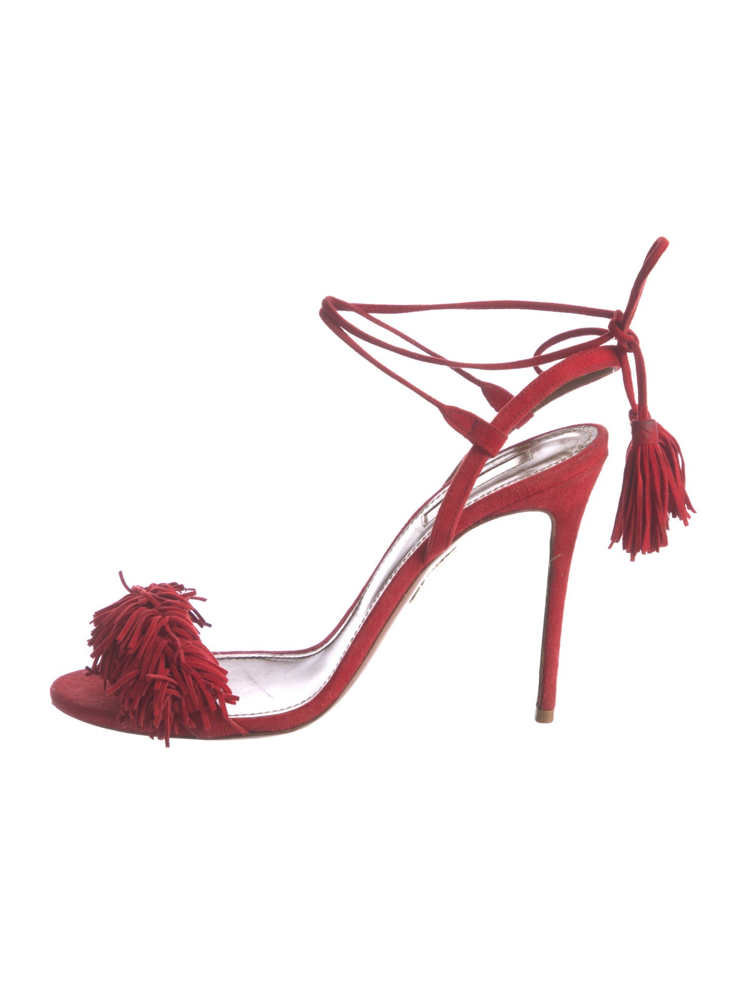 Aquazzura Suede Tassel Accents Sandals