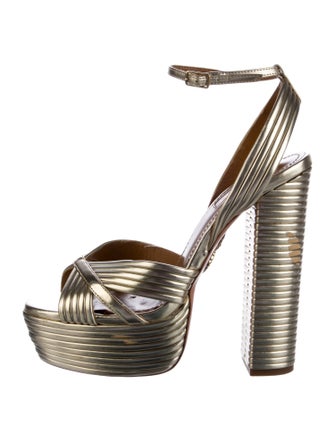 Aquazzura Leather Lasercut Accents Sandals