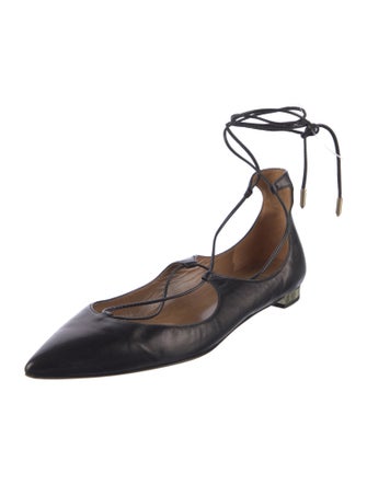 Aquazzura Leather Colorblock Pattern Ballet Flats