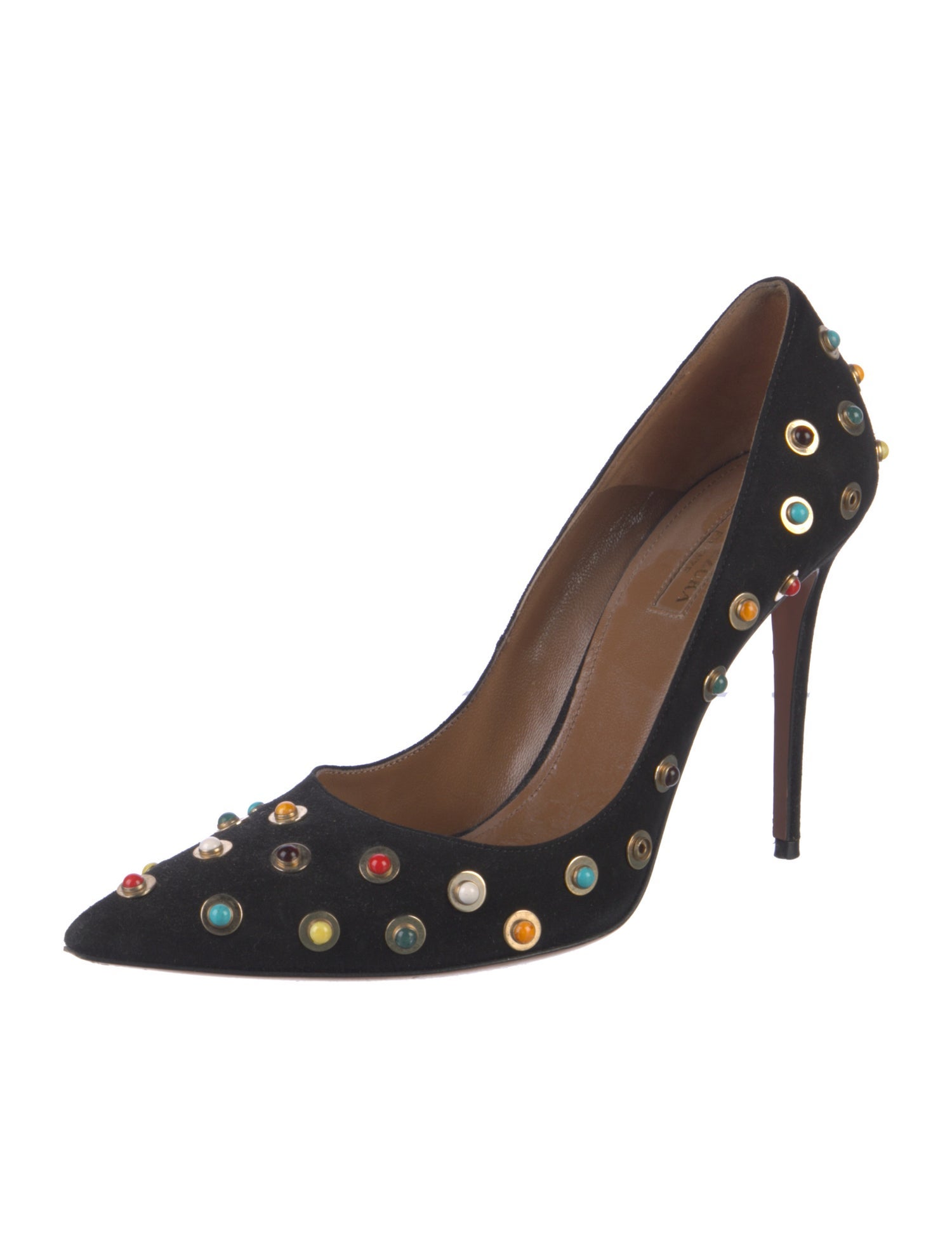Aquazzura Suede Studded Accents Pumps