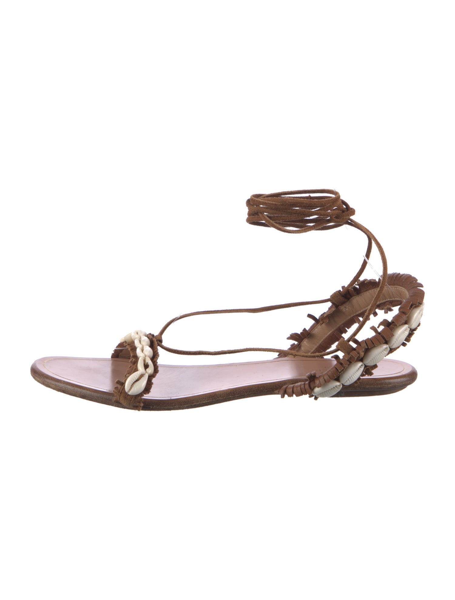 Aquazzura Suede Tassel Accents Gladiator Sandals