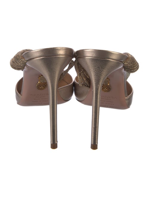 Aquazzura Leather Crystal Embellishments Slides