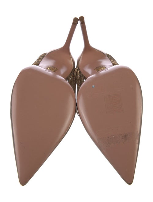 Aquazzura Leather Crystal Embellishments Slides