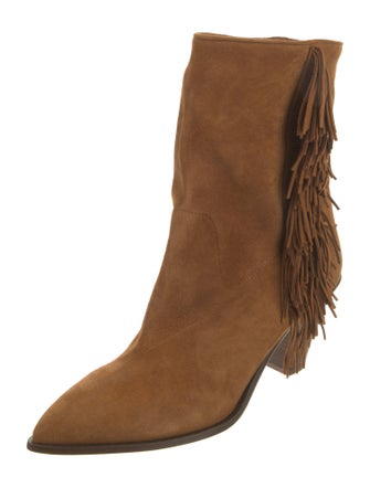 Aquazzura Suede Fringe Trim Accent Boots