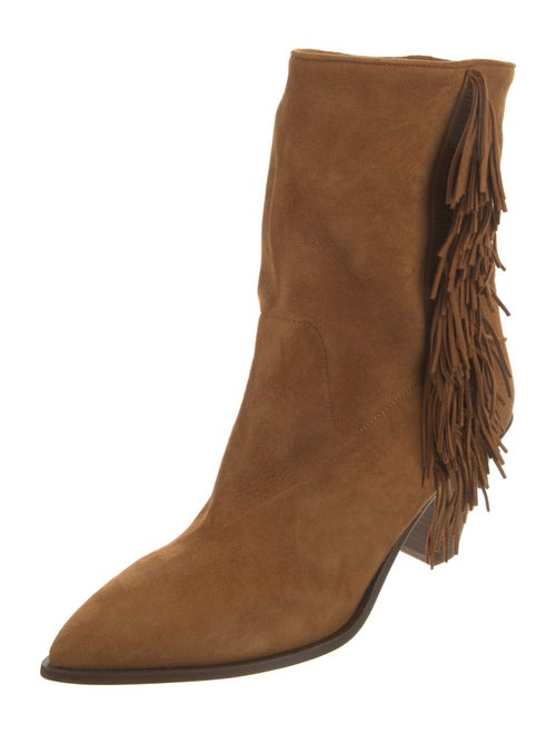 Aquazzura Suede Fringe Trim Accent Boots