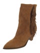 Aquazzura Suede Fringe Trim Accent Boots