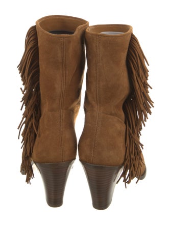 Aquazzura Suede Fringe Trim Accent Boots