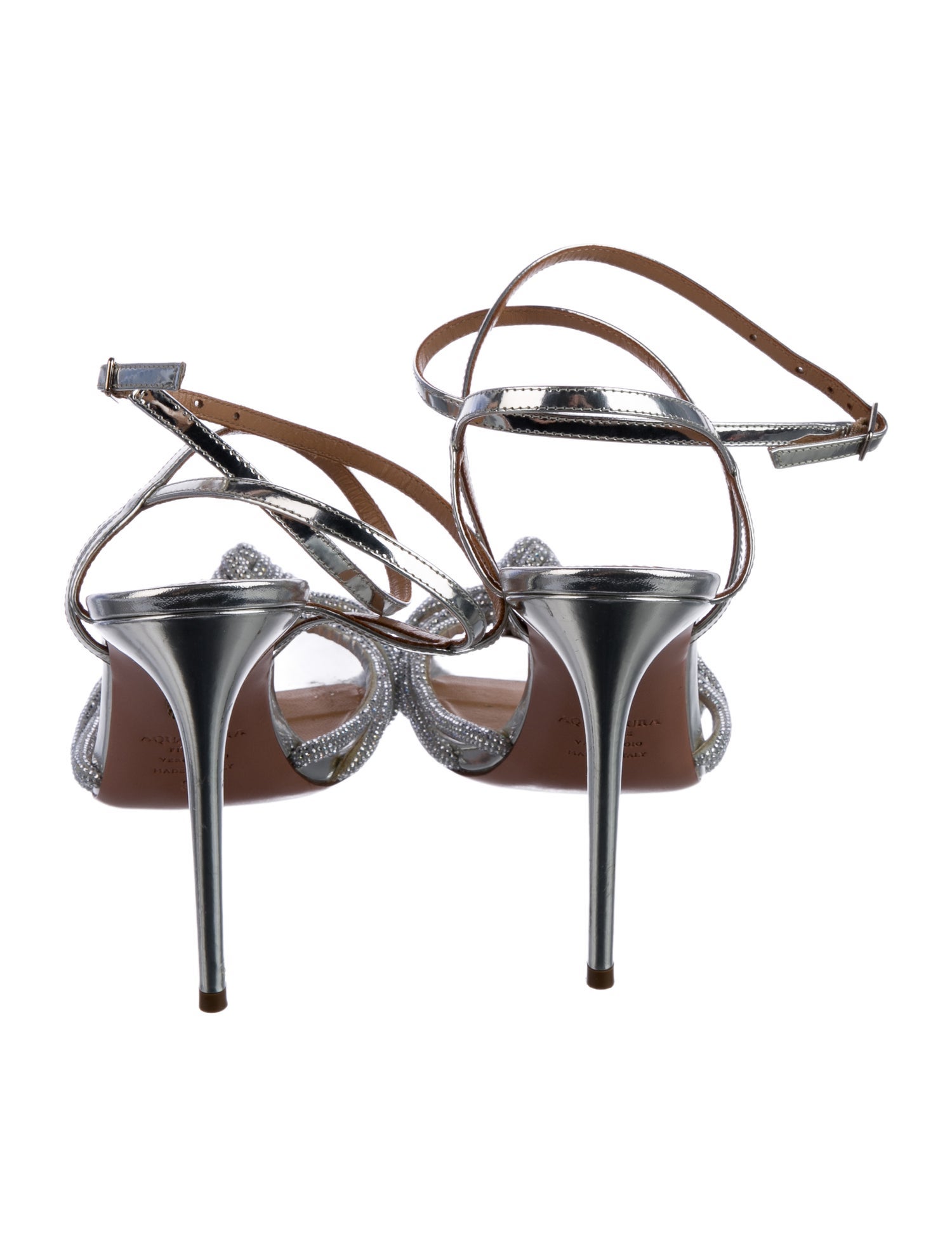 Aquazzura Leather Crystal Embellishments Sandals