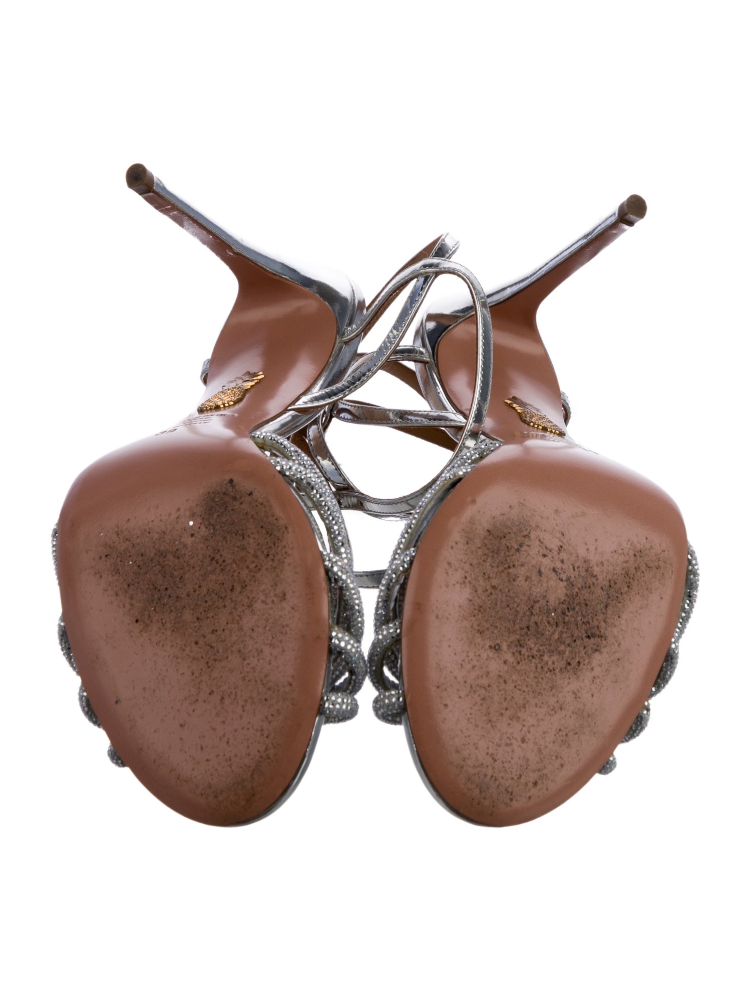 Aquazzura Leather Crystal Embellishments Sandals