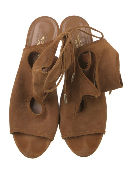 Aquazzura Suede Cutout Accent T-Strap Sandals