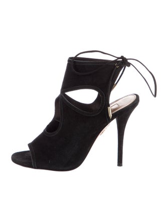 Aquazzura Suede Cutout Accent Sandals