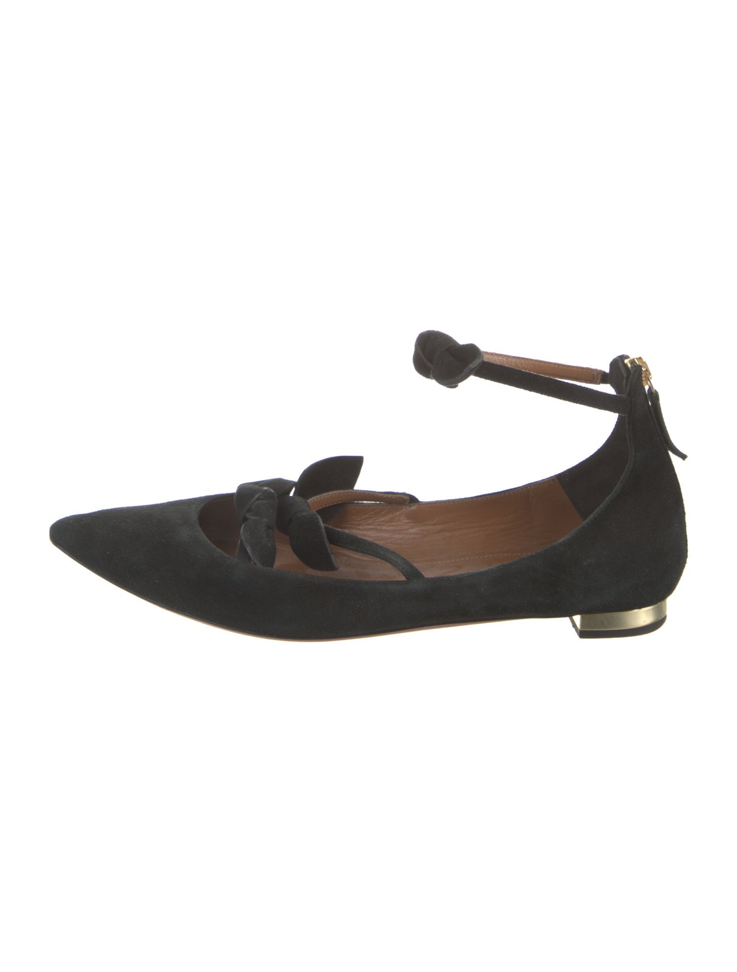 Aquazzura Suede Bow Accents Flats
