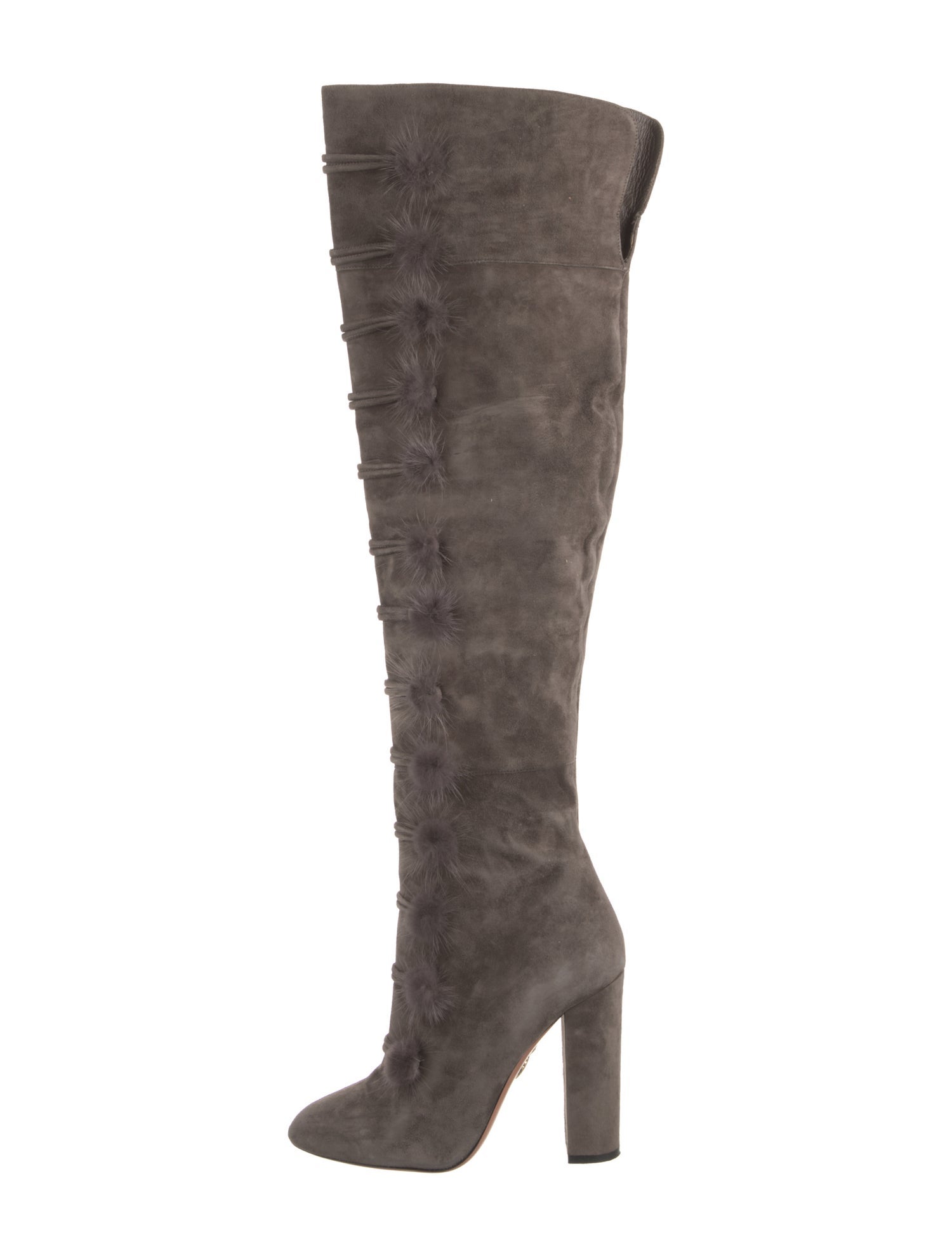 Aquazzura Suede Pom-Pom Embellishments Boots