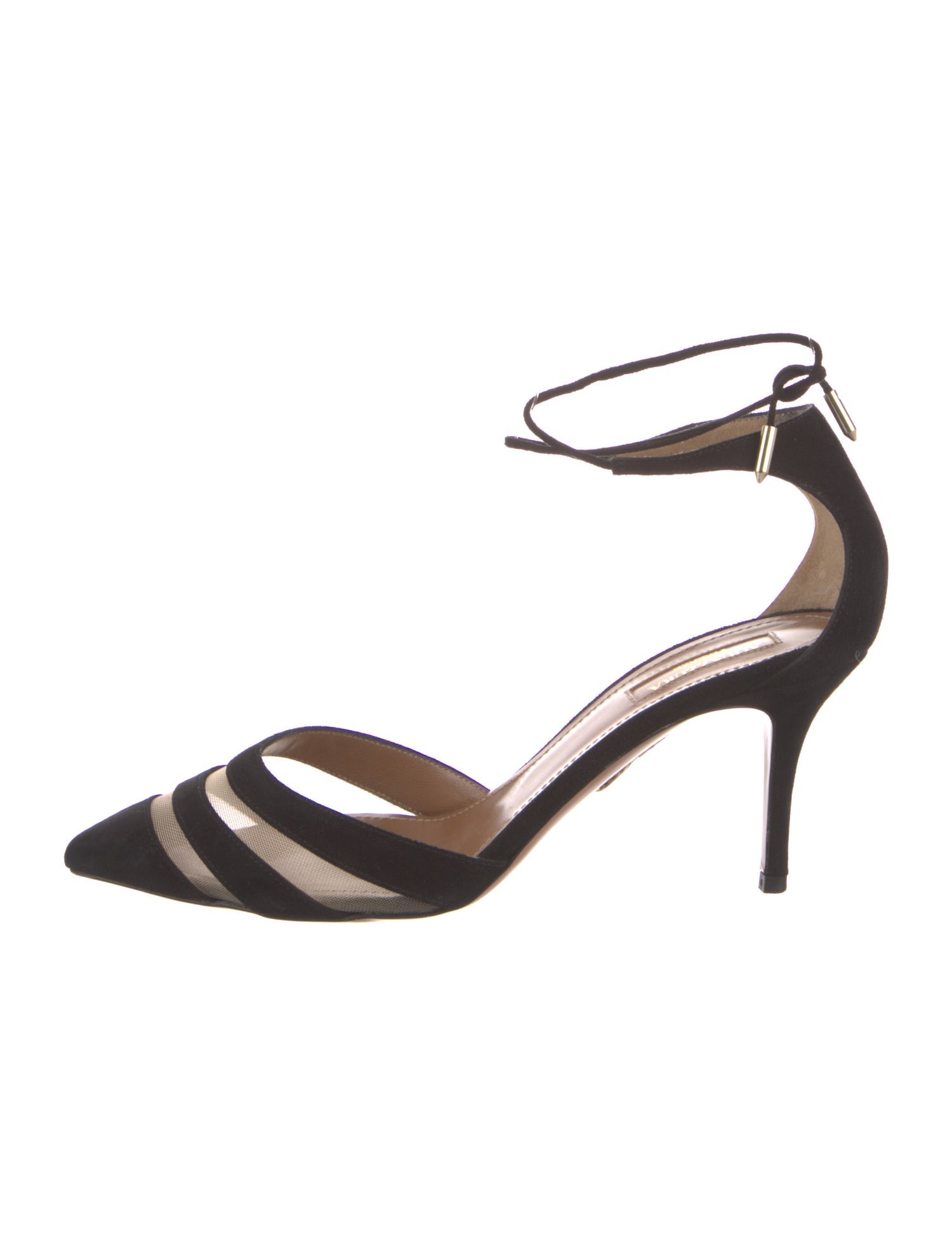 Aquazzura Suede Mesh Accents D'Orsay Pumps