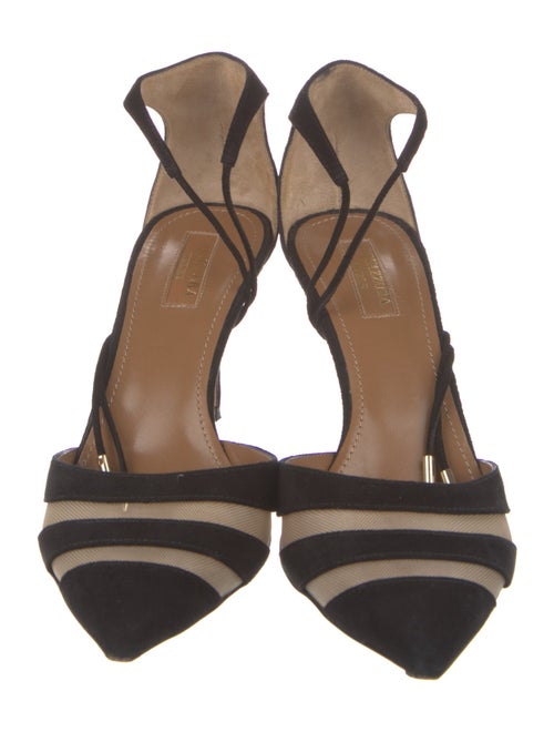 Aquazzura Suede Mesh Accents D'Orsay Pumps