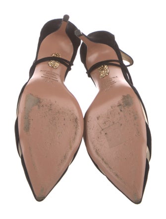 Aquazzura Suede Mesh Accents D'Orsay Pumps